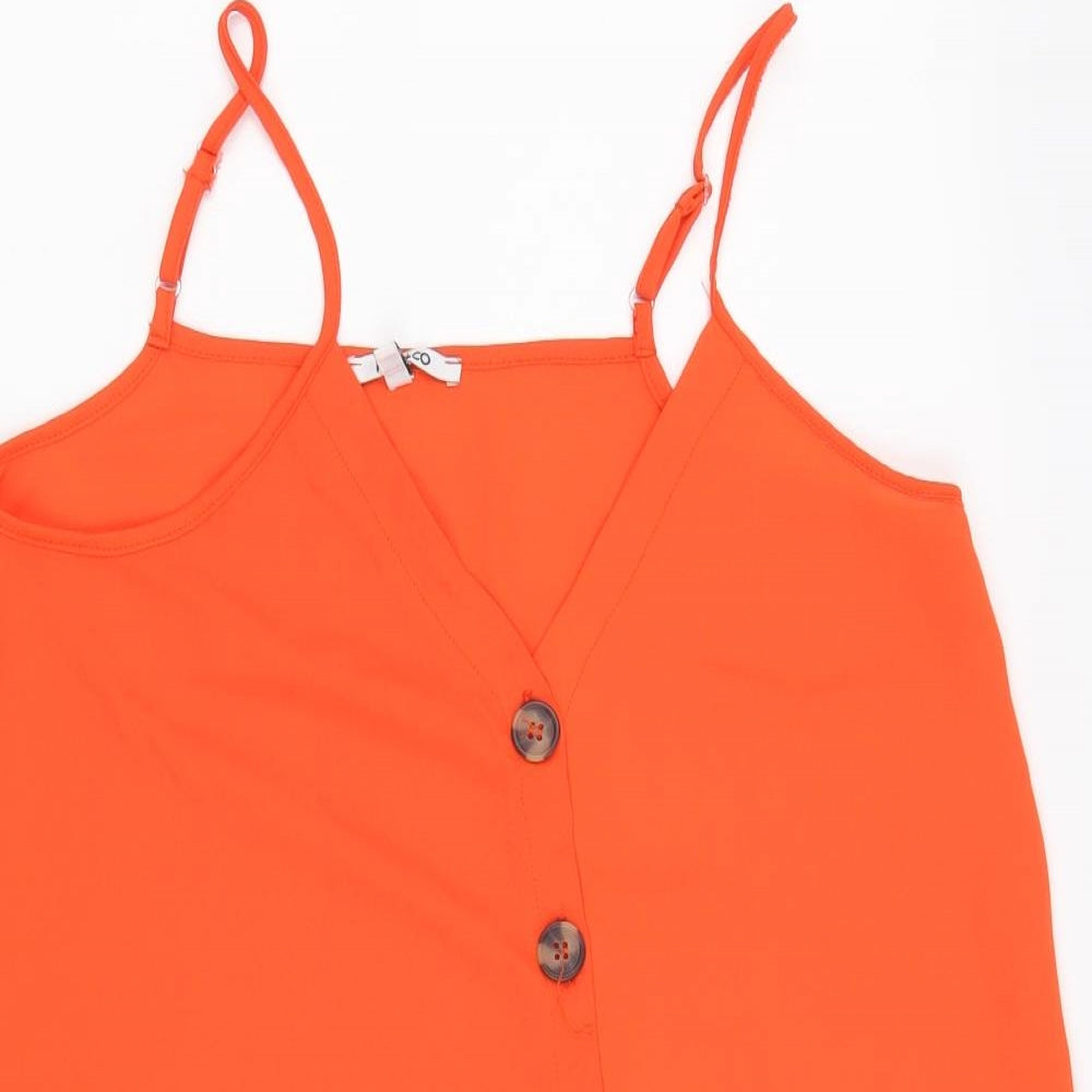 PEP&CO Womens Orange Polyester Camisole Tank Size 8 V-Neck
