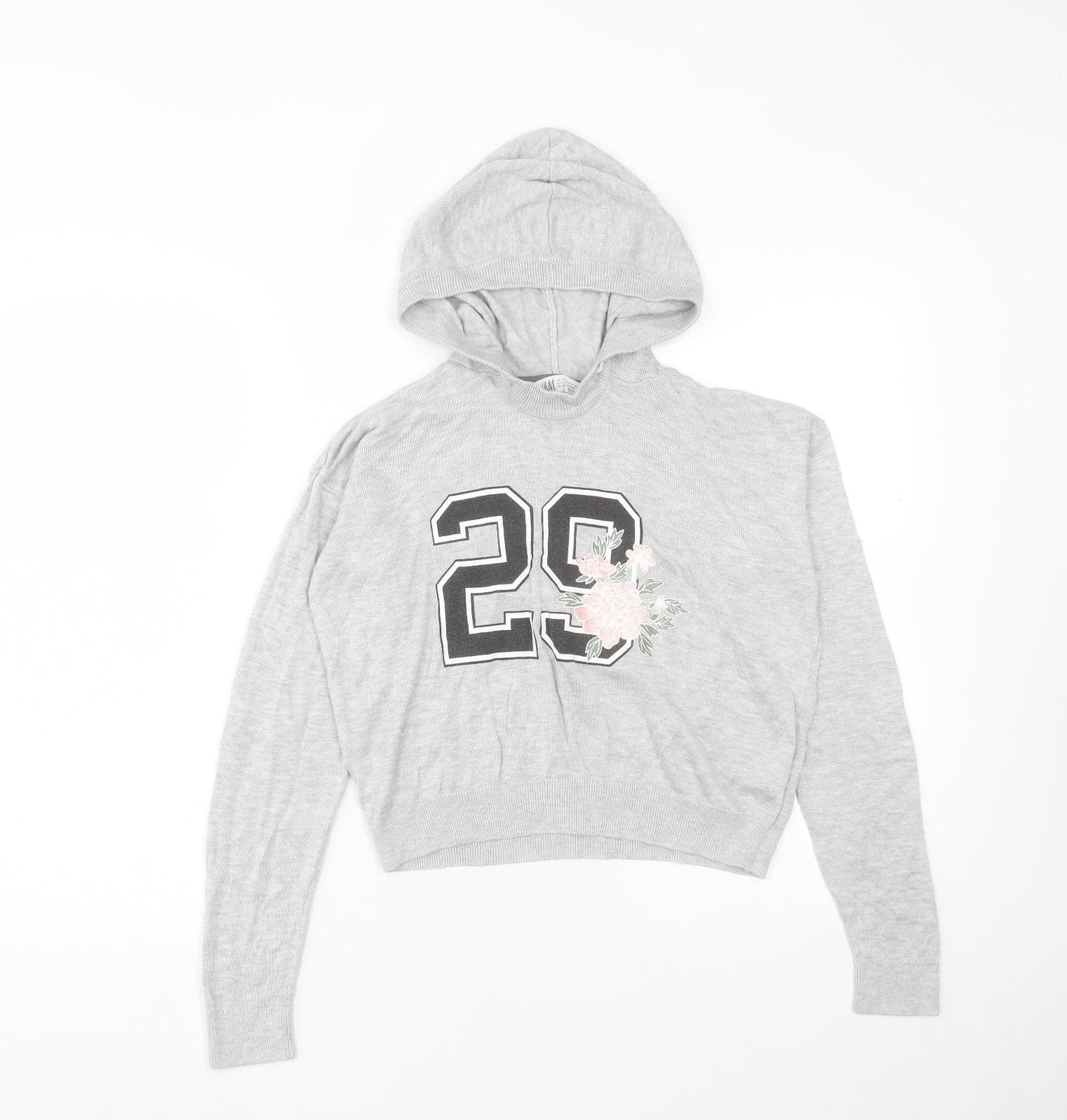 H&M Girls Grey Viscose Pullover Hoodie Size 13-14 Years Pullover
