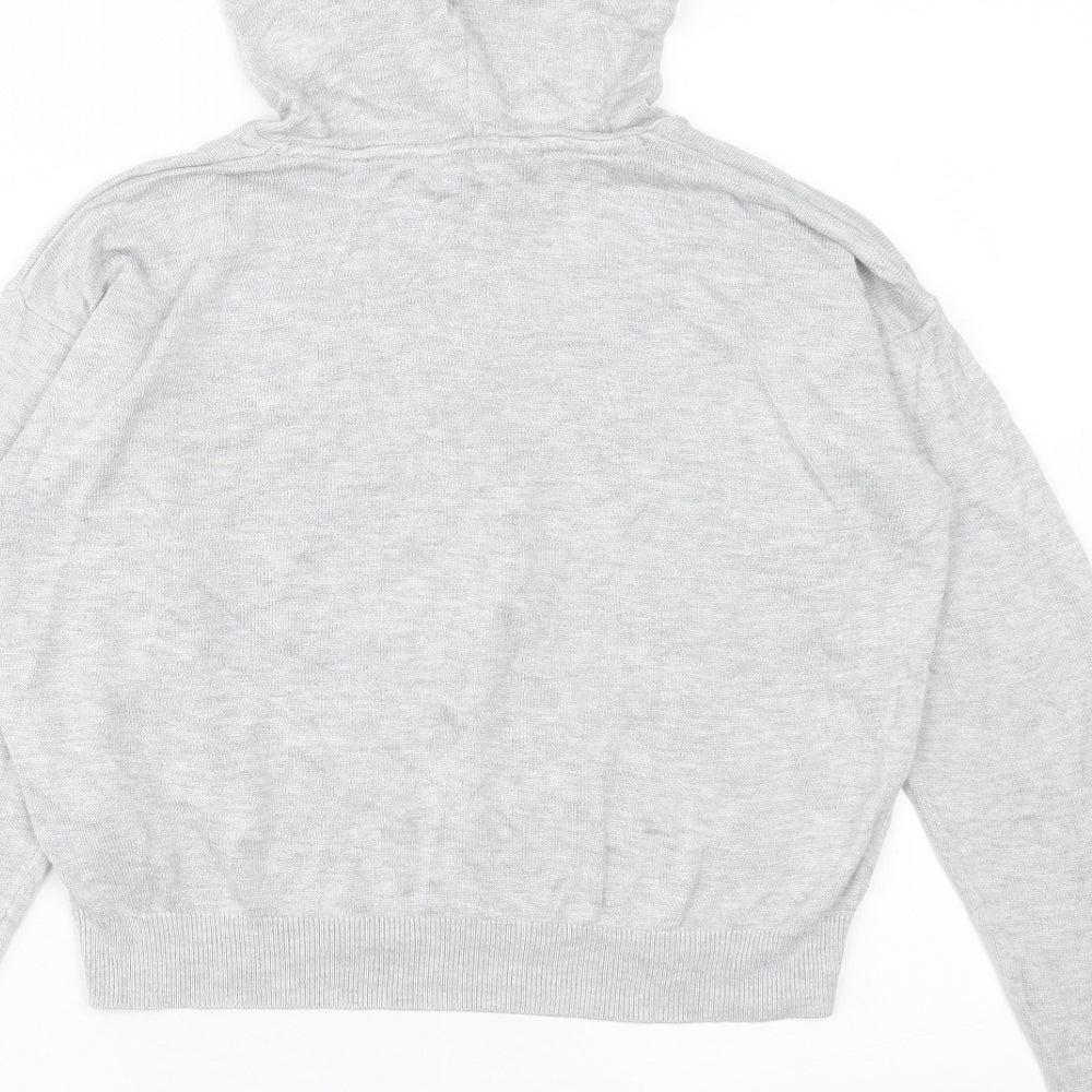 H&M Girls Grey Viscose Pullover Hoodie Size 13-14 Years Pullover