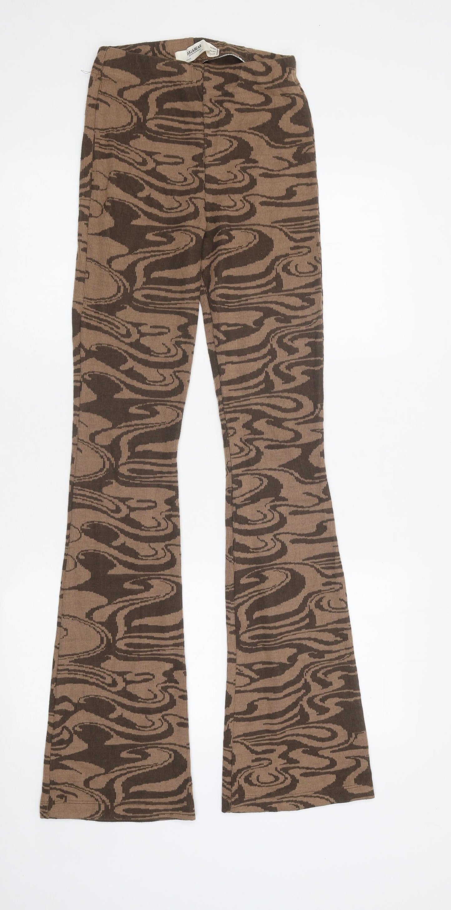 Pull&Bear Womens Brown Geometric Ramie Jegging Leggings Size XS L30 in