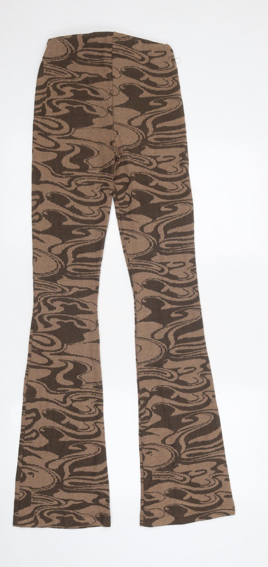 Pull&Bear Womens Brown Geometric Ramie Jegging Leggings Size XS L30 in