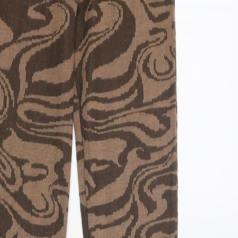 Pull&Bear Womens Brown Geometric Ramie Jegging Leggings Size XS L30 in