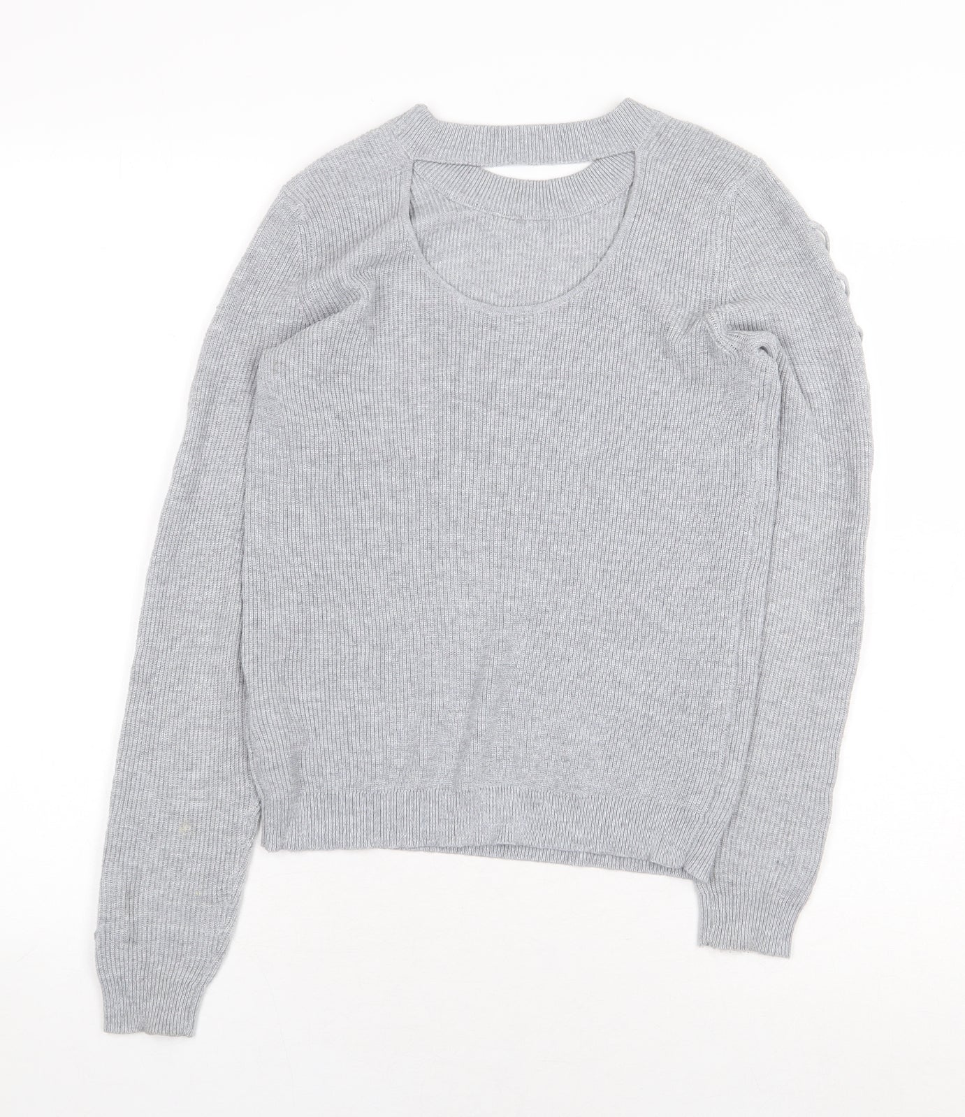 VILA Womens Grey Round Neck Polyester Pullover Jumper Size XS