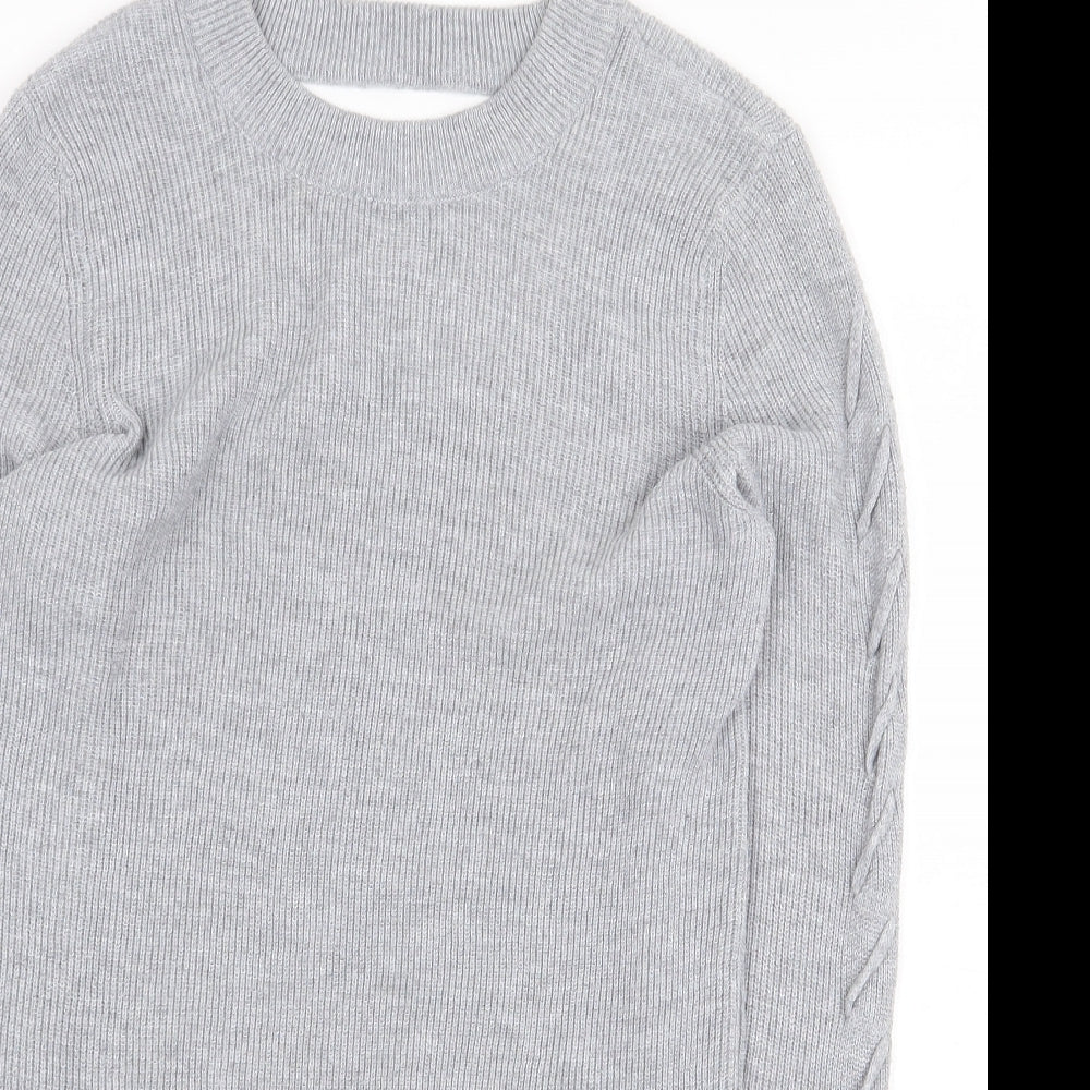VILA Womens Grey Round Neck Polyester Pullover Jumper Size XS