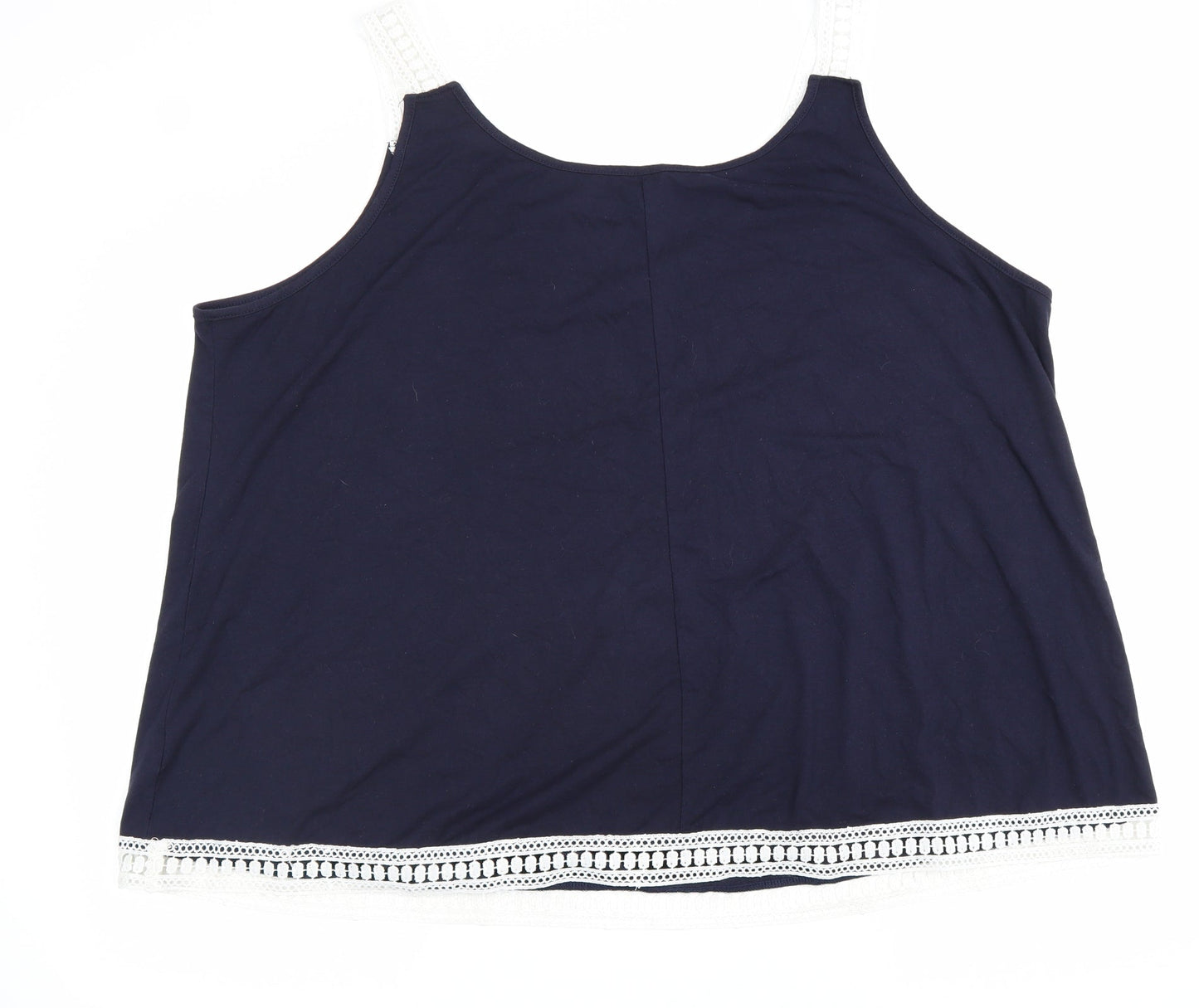 Emery Rose Womens Blue Polyester Basic Tank Size 4XL V-Neck