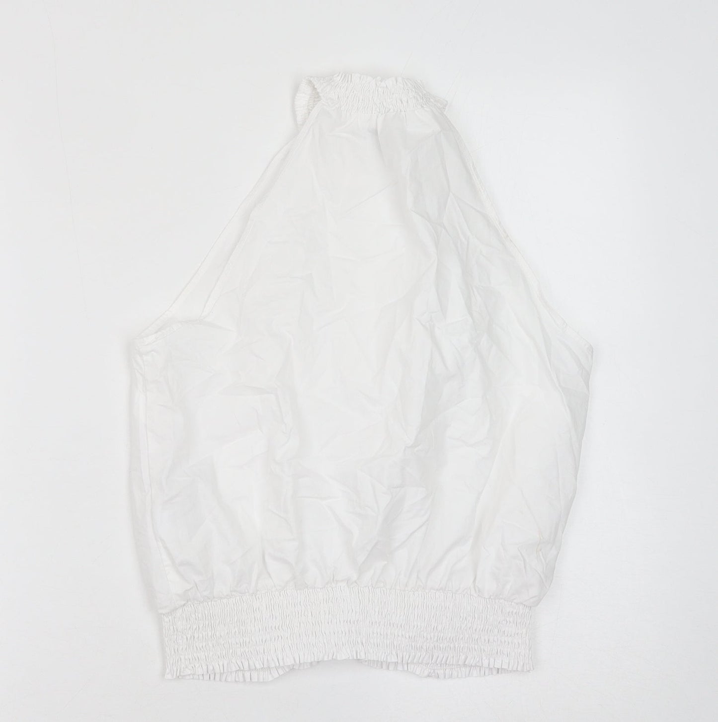 New Look Womens White Cotton Cropped Tank Size 10 Round Neck