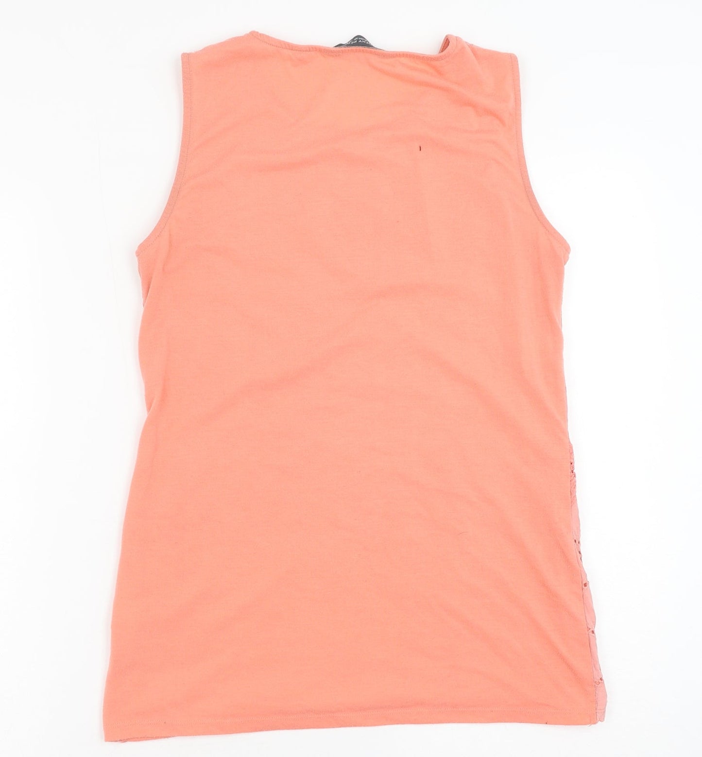 Dorothy Perkins Womens Orange Geometric Cotton Basic Tank Size 8 Round Neck