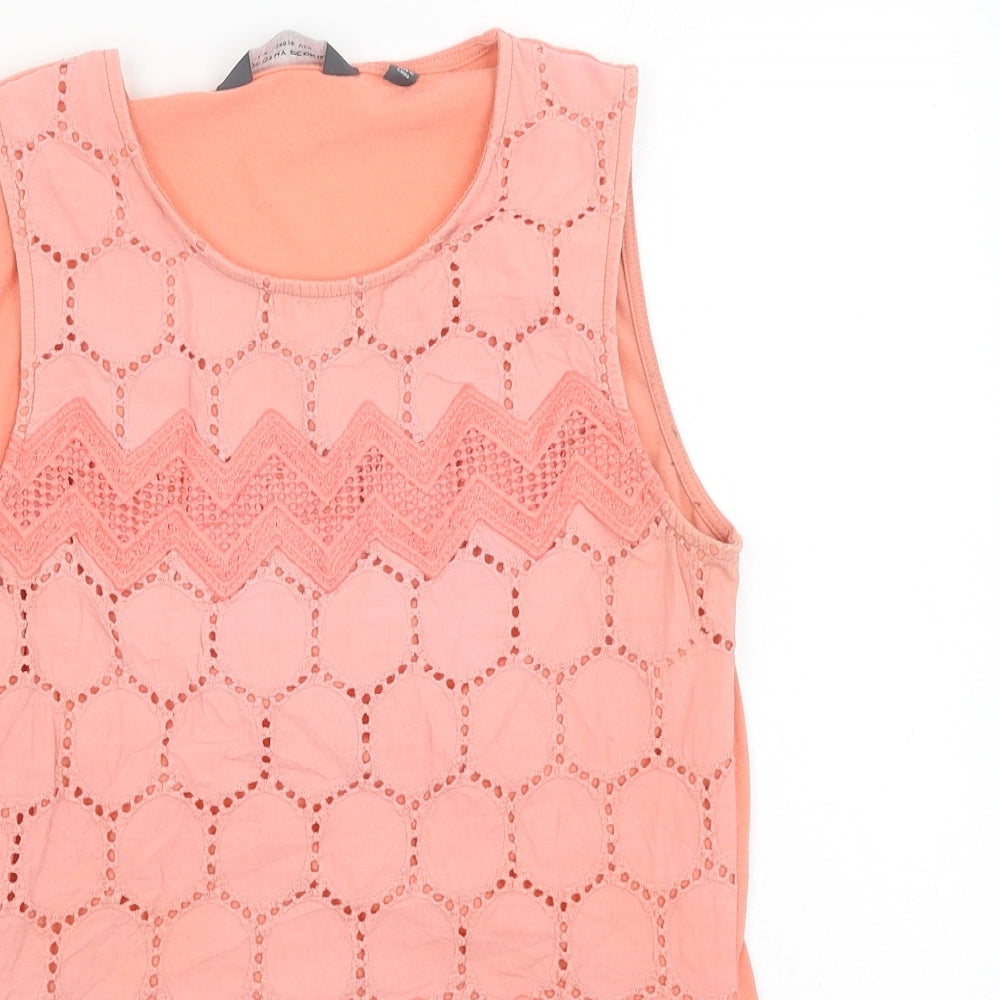 Dorothy Perkins Womens Orange Geometric Cotton Basic Tank Size 8 Round Neck