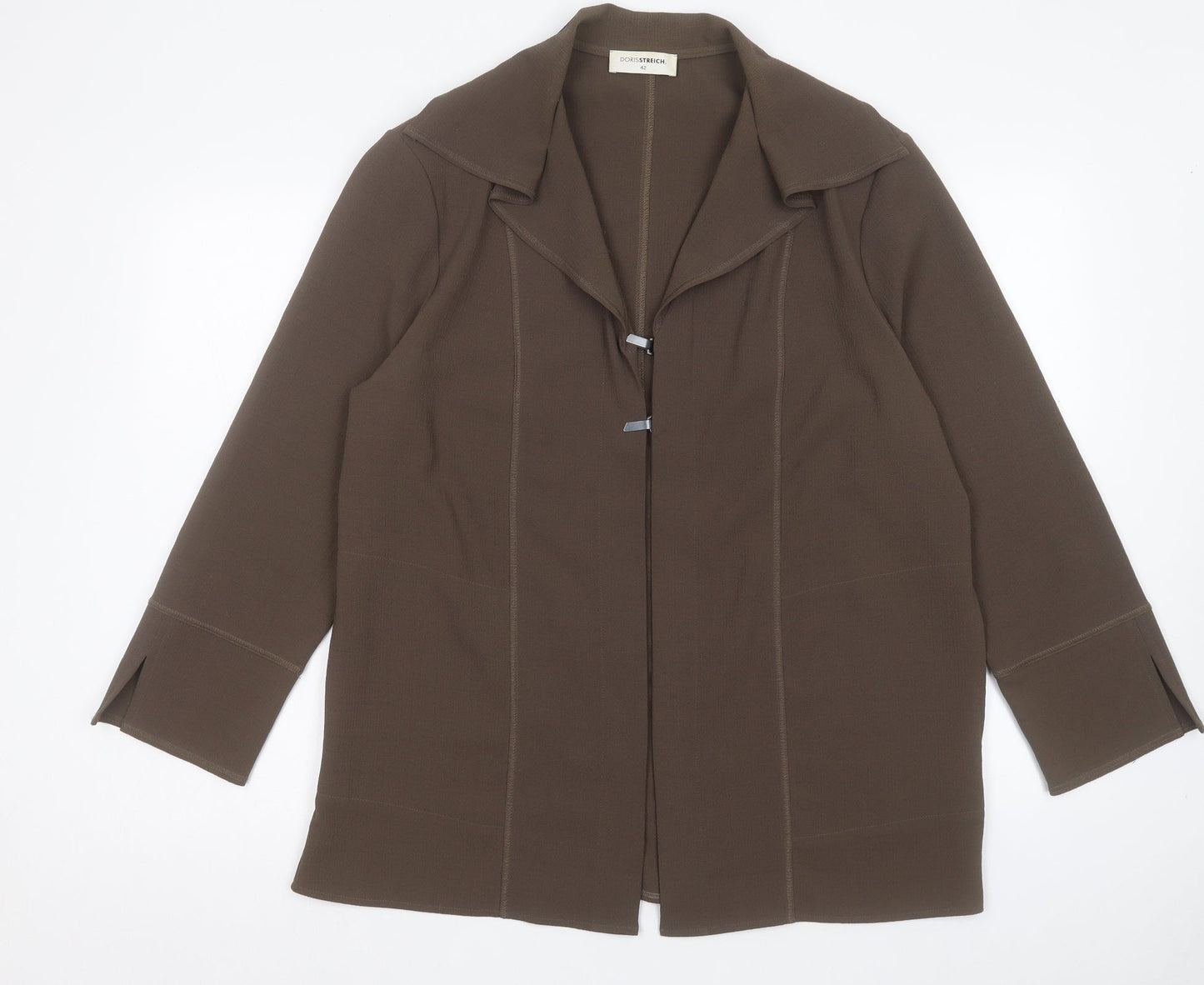 Doris Stretch Womens Brown Jacket Size 14 Hook & Eye