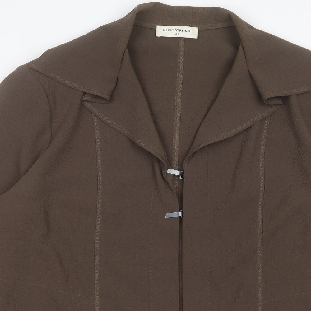 Doris Stretch Womens Brown Jacket Size 14 Hook & Eye