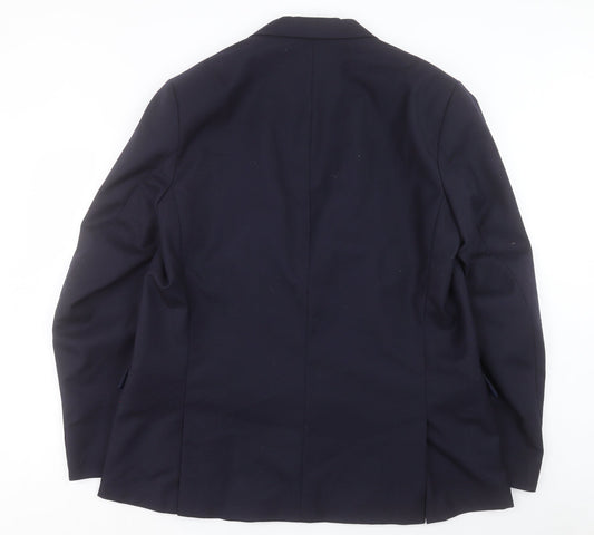 Preworn Mens Blue Polyacrylate Fibre Jacket Blazer Size 46