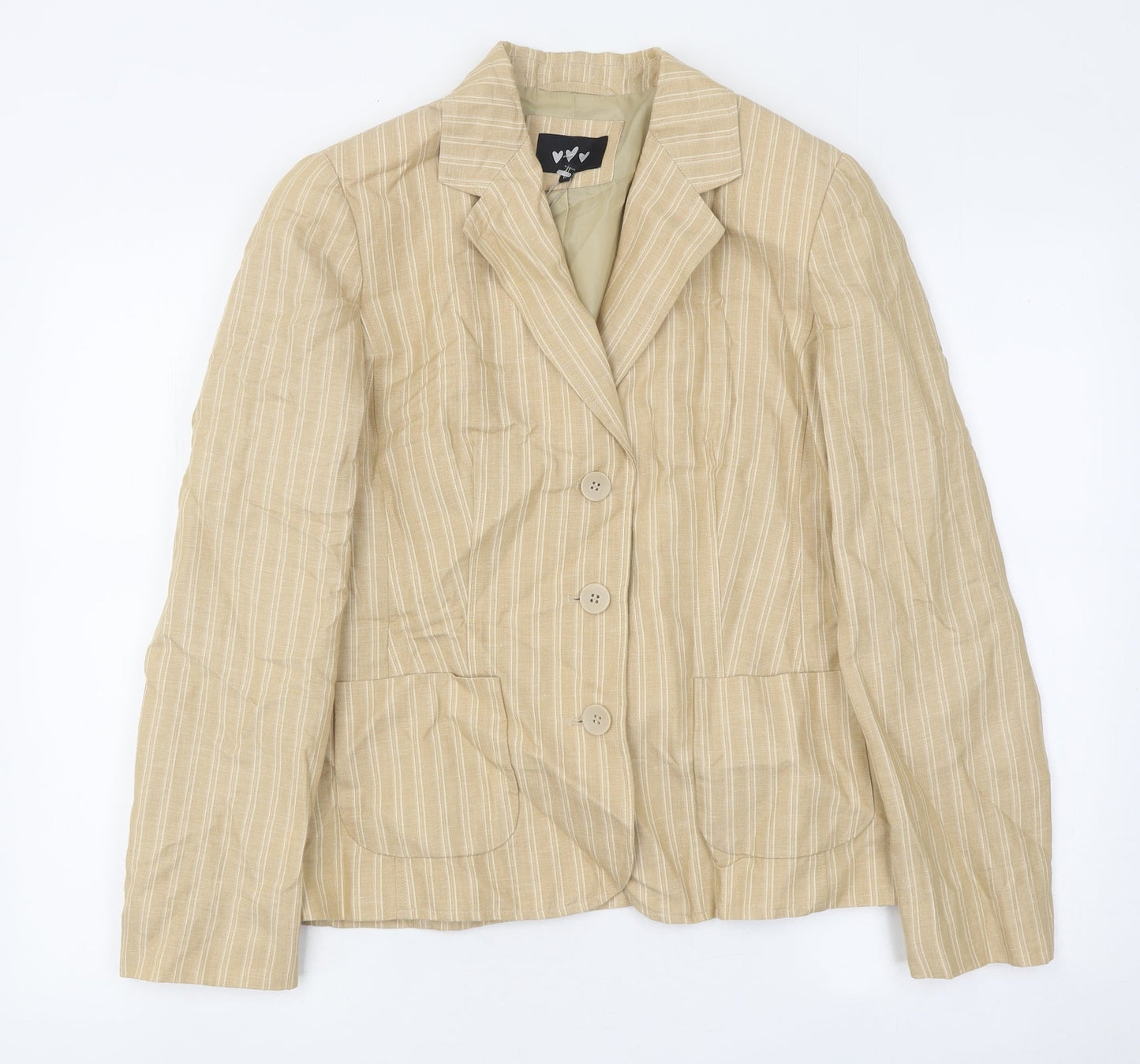 Per Una Womens Beige Striped Polyester Jacket Suit Jacket Size 12