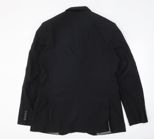 Simon Jersey Mens Black Polyester Jacket Suit Jacket Size 42