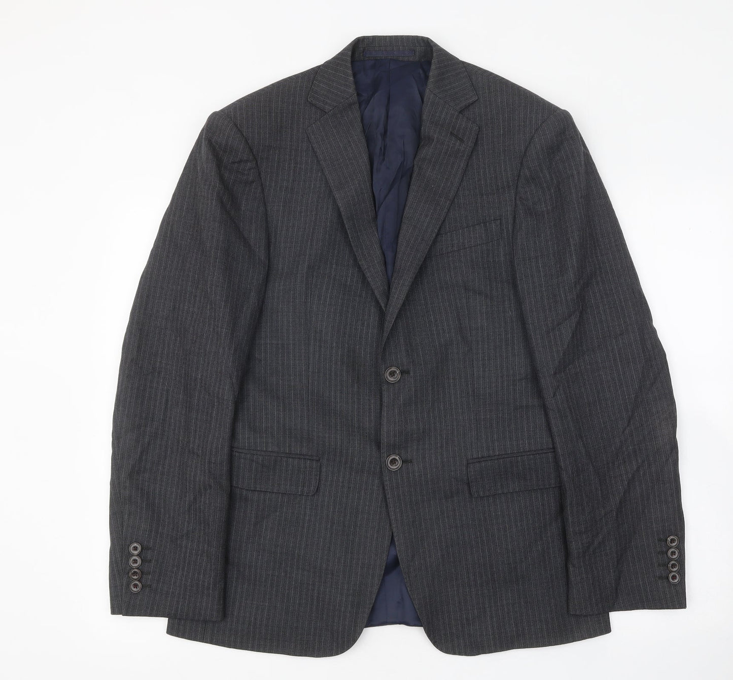 Marks and Spencer Mens Grey Striped Wool Jacket Suit Jacket Size 38