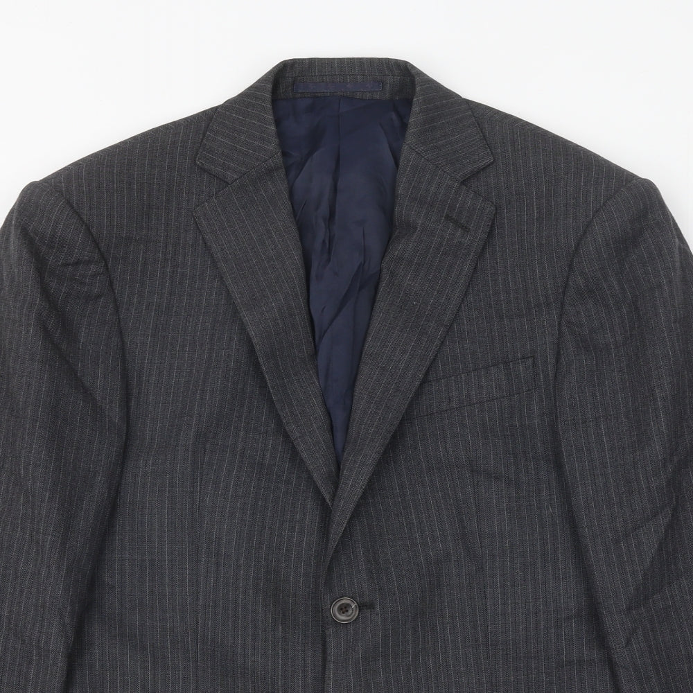 Marks and Spencer Mens Grey Striped Wool Jacket Suit Jacket Size 38