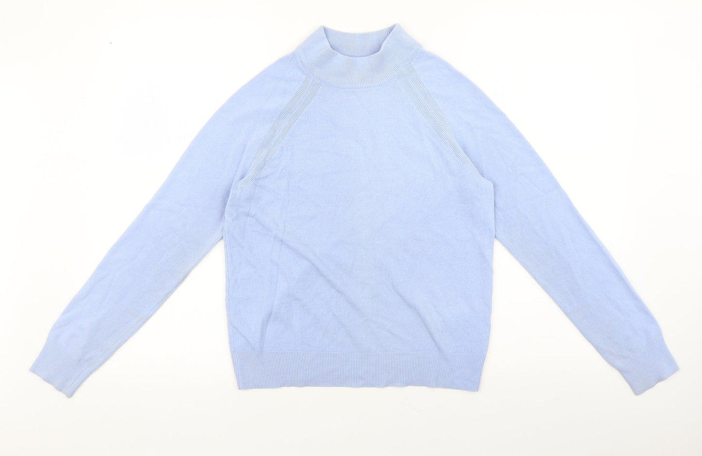 Marks and Spencer Womens Blue Mock Neck Acrylic Pullover Jumper Size 8