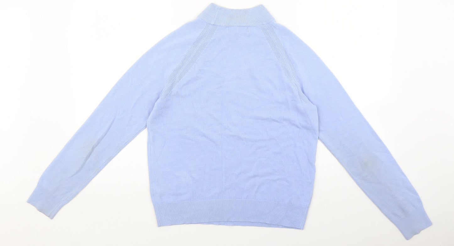 Marks and Spencer Womens Blue Mock Neck Acrylic Pullover Jumper Size 8