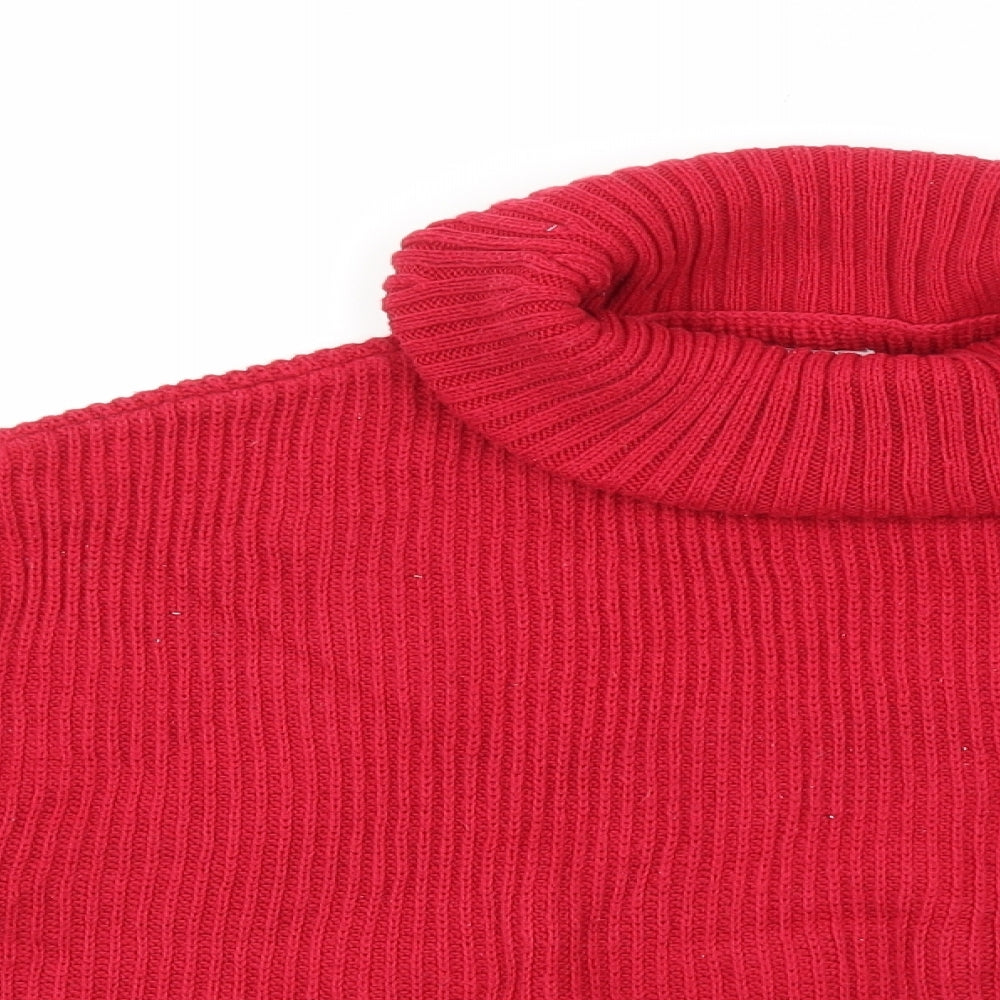 Hollister Womens Red Roll Neck Cotton Pullover Jumper Size XS