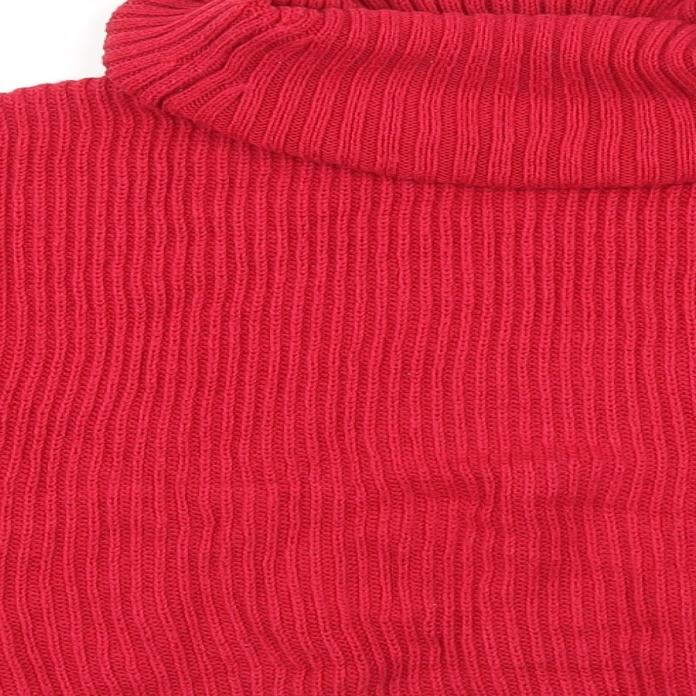Hollister Womens Red Roll Neck Cotton Pullover Jumper Size XS