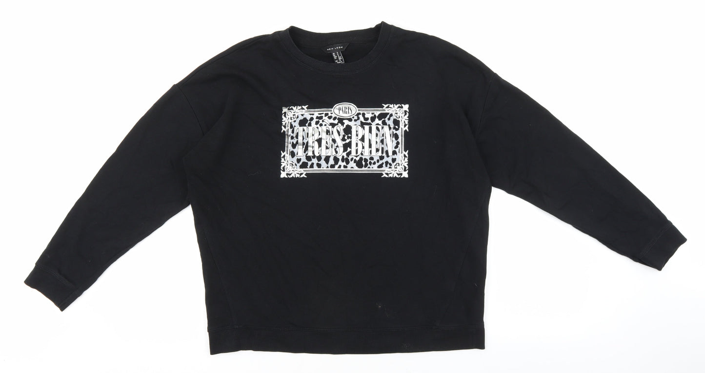 New Look Womens Black Cotton Pullover Sweatshirt Size S Pullover