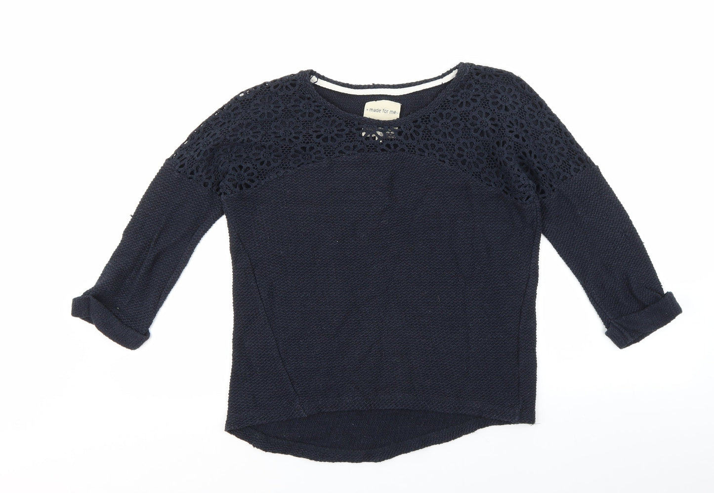 NEXT Womens Blue Round Neck Floral Cotton Pullover Jumper Size 8