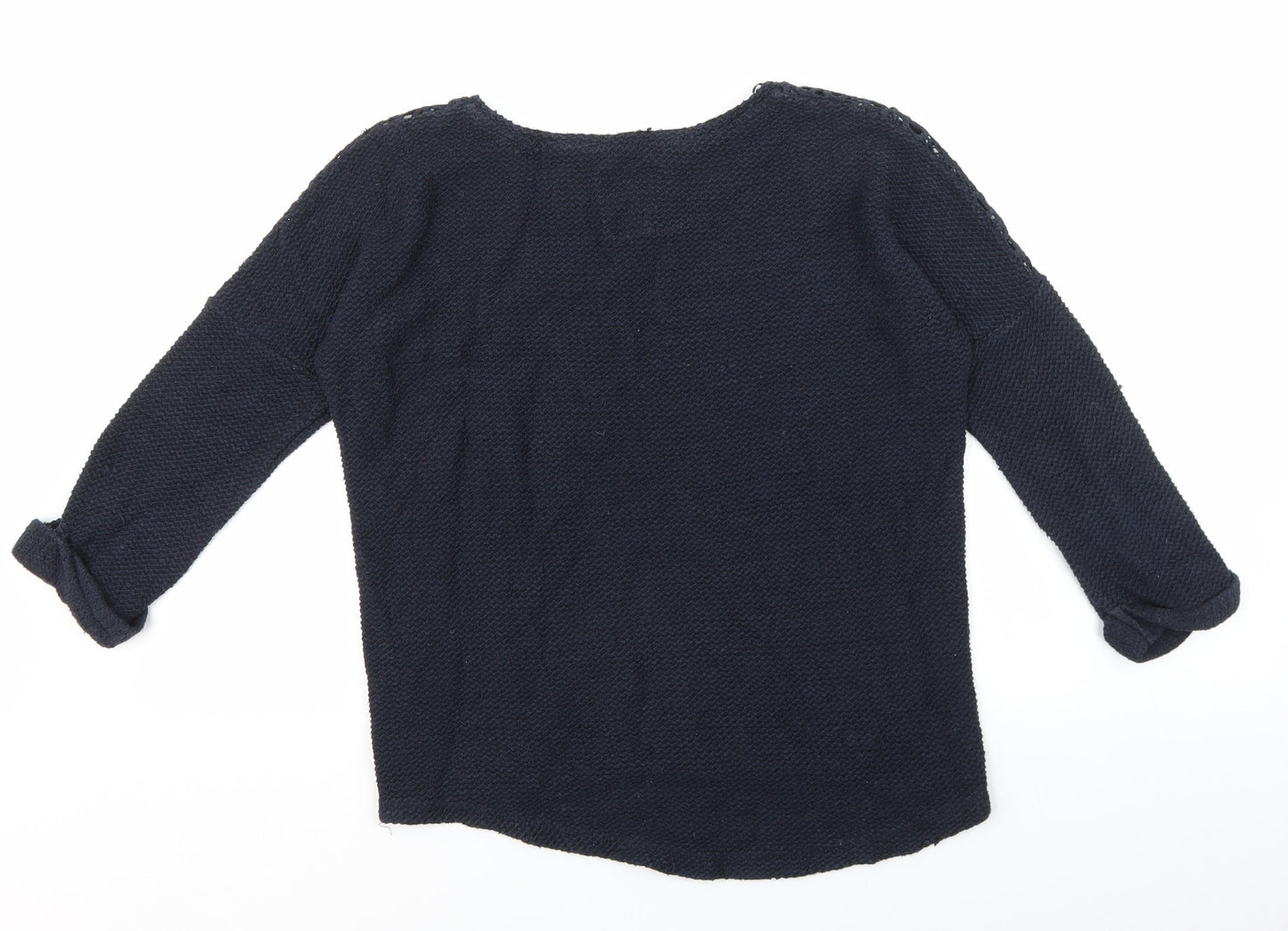 NEXT Womens Blue Round Neck Floral Cotton Pullover Jumper Size 8