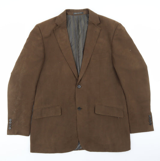 Greenwoods Mens Brown Polyester Jacket Blazer Size 40