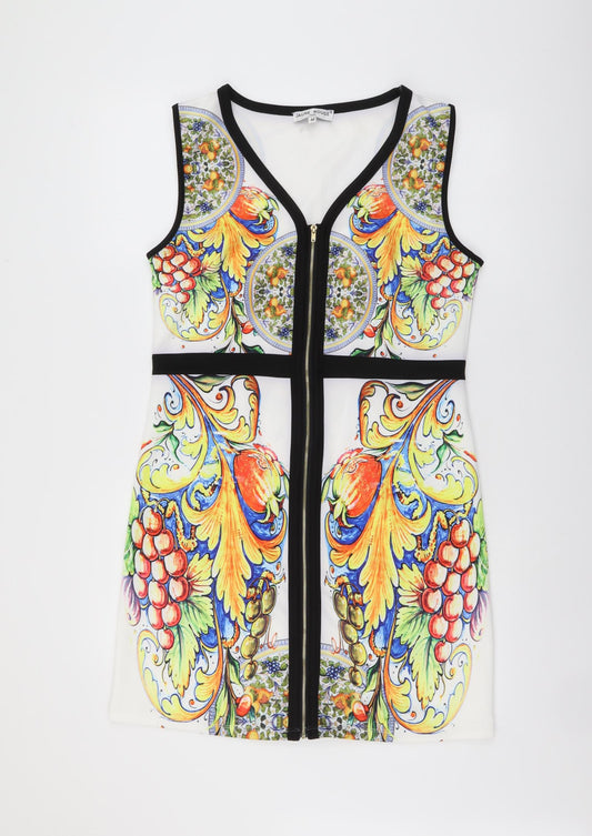 Jaune Rouge Womens Multicoloured Geometric Polyester Tank Dress Size M Sweetheart Zip