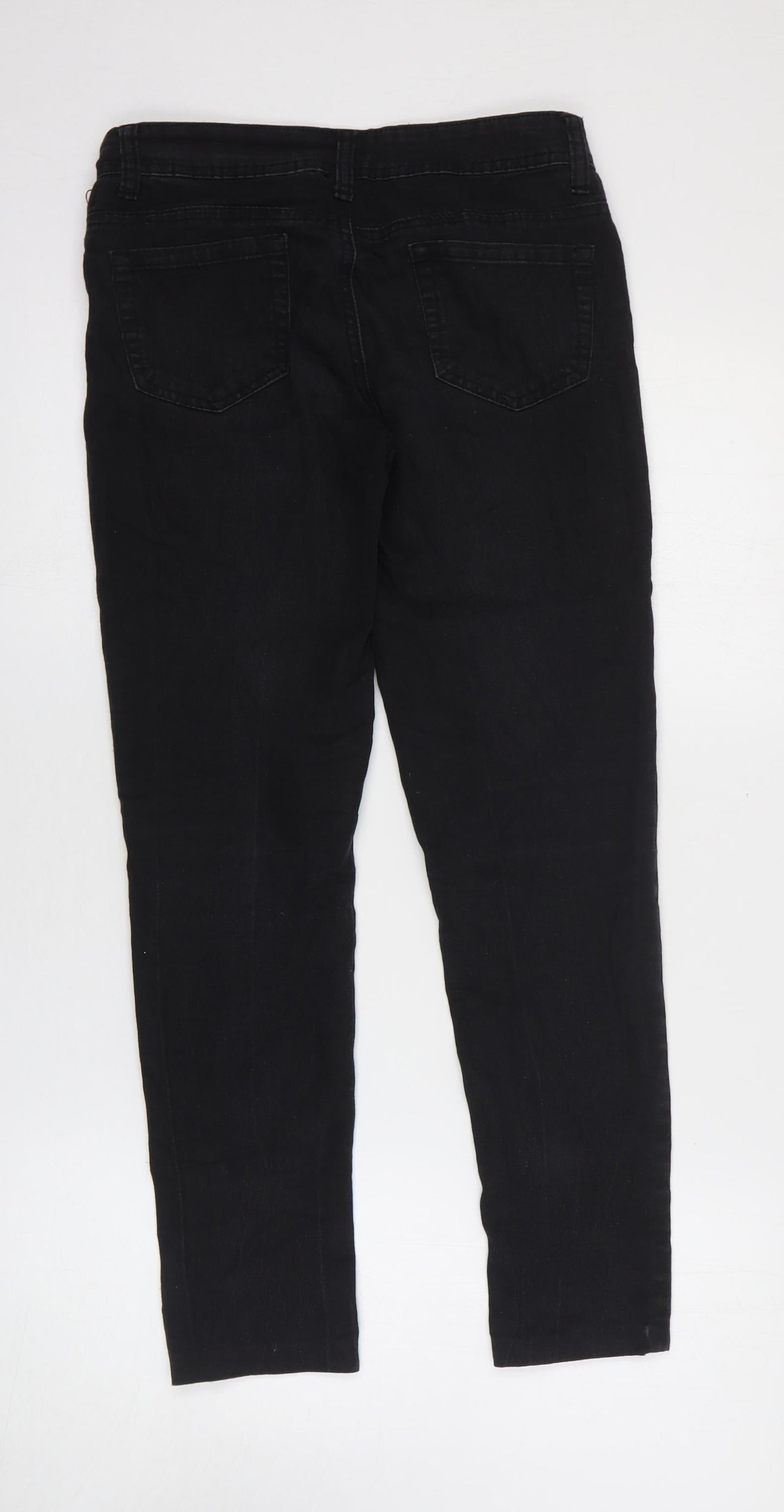 Preworn Womens Black Cotton Skinny Jeans Size 8 Slim Zip
