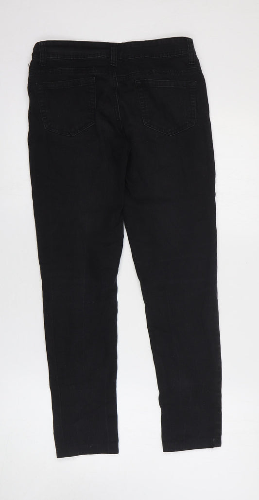 Preworn Womens Black Cotton Skinny Jeans Size 8 Slim Zip