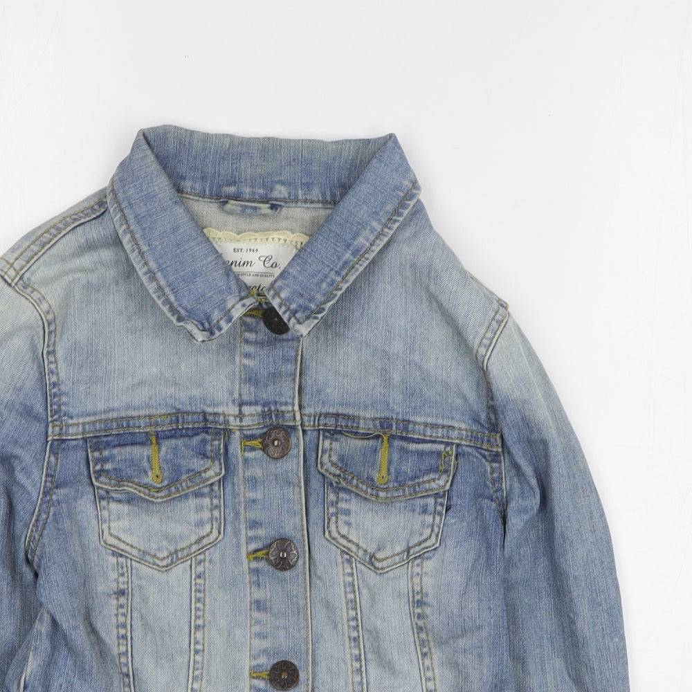 Denim & Co. Womens Blue Jacket Size 10 Button