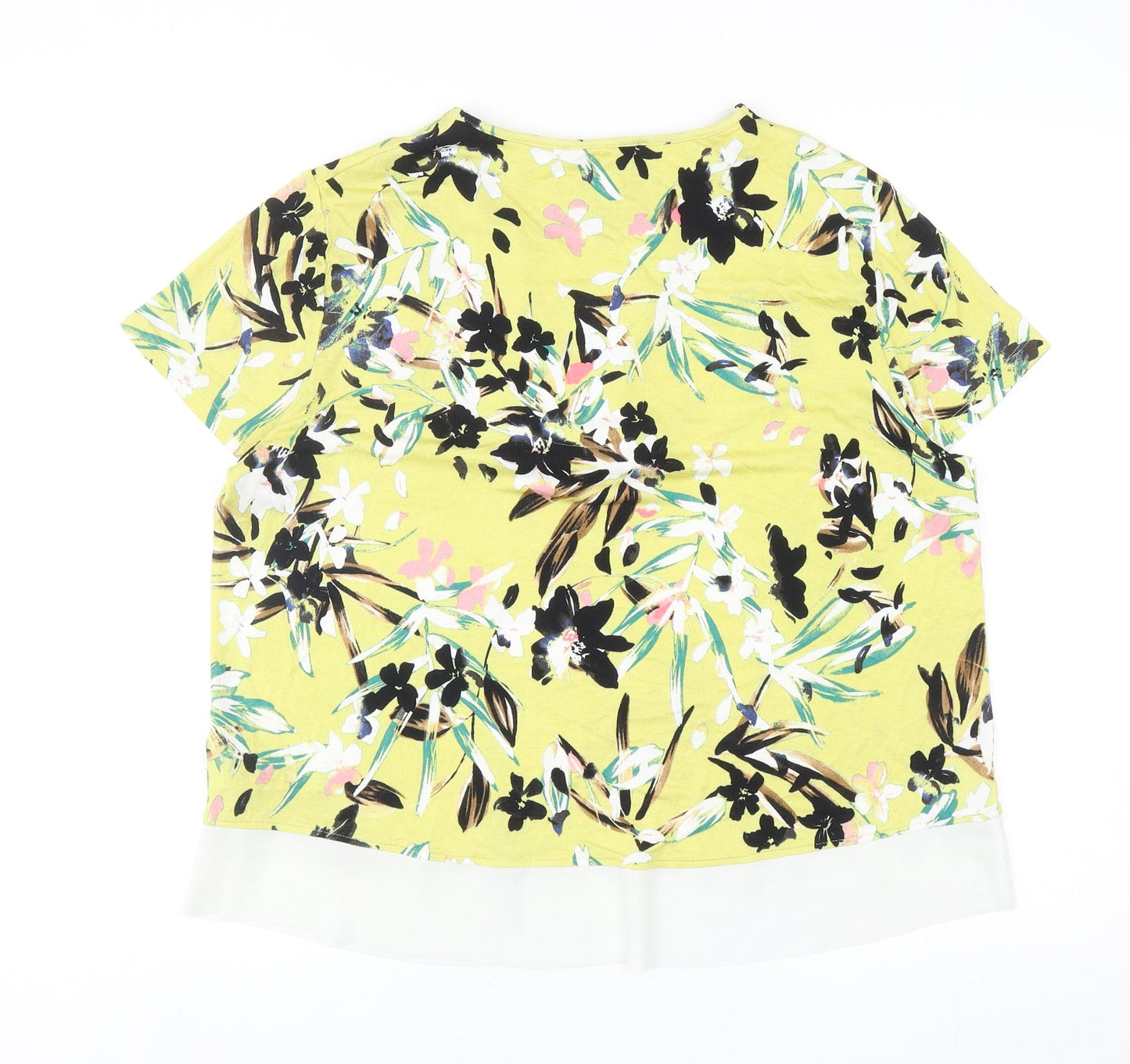 Marks and Spencer Womens Multicoloured Floral Viscose Basic Blouse Size 14 V-Neck