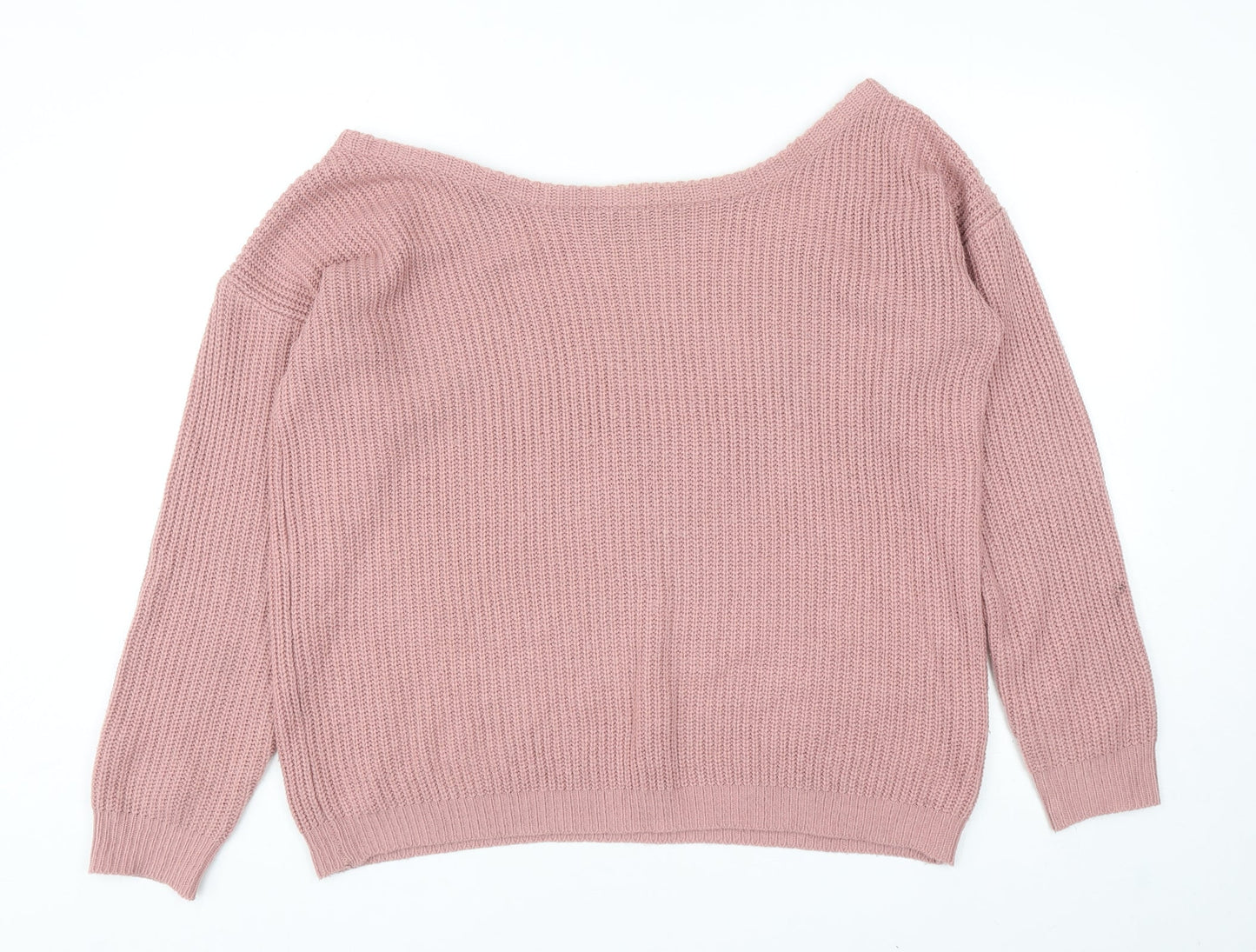 Missguided Womens Pink Boat Neck Acrylic Pullover Jumper Size M