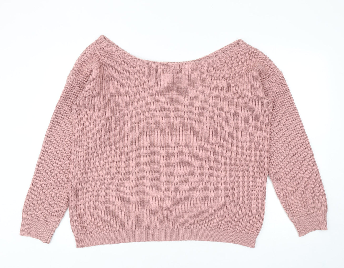 Missguided Womens Pink Boat Neck Acrylic Pullover Jumper Size M