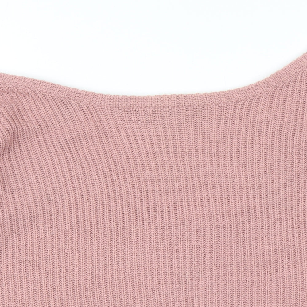 Missguided Womens Pink Boat Neck Acrylic Pullover Jumper Size M