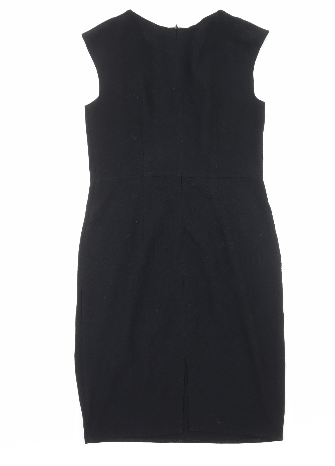 Marks and Spencer Womens Black Polyester A-Line Size 12 Round Neck Zip