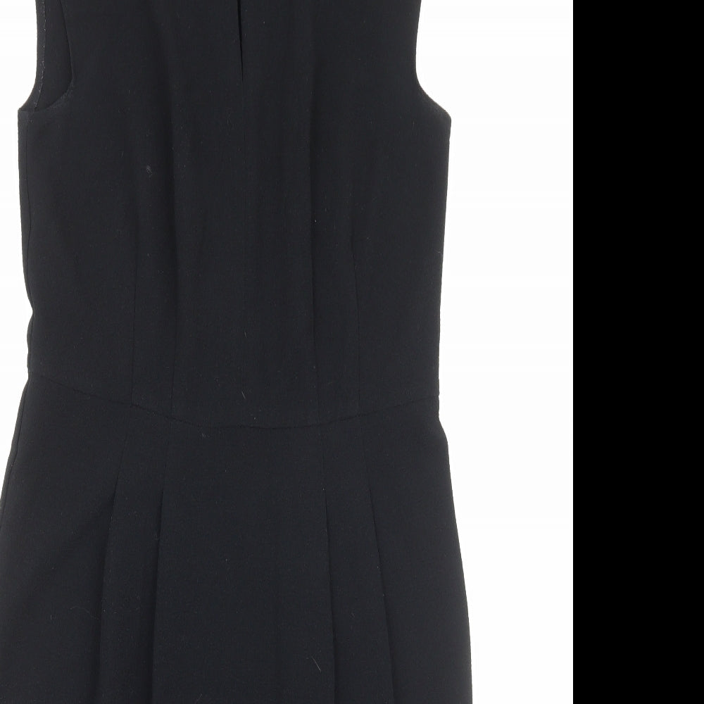 Marks and Spencer Womens Black Polyester A-Line Size 12 Round Neck Zip