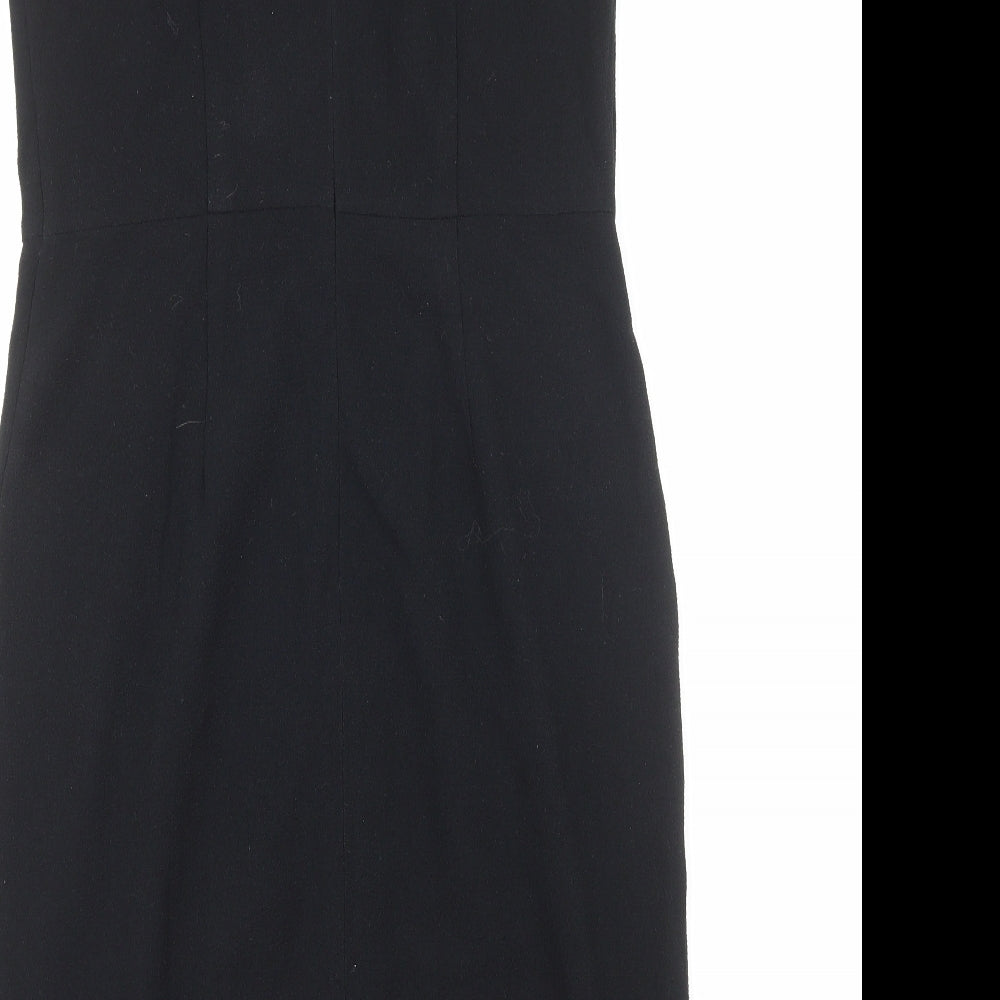 Marks and Spencer Womens Black Polyester A-Line Size 12 Round Neck Zip