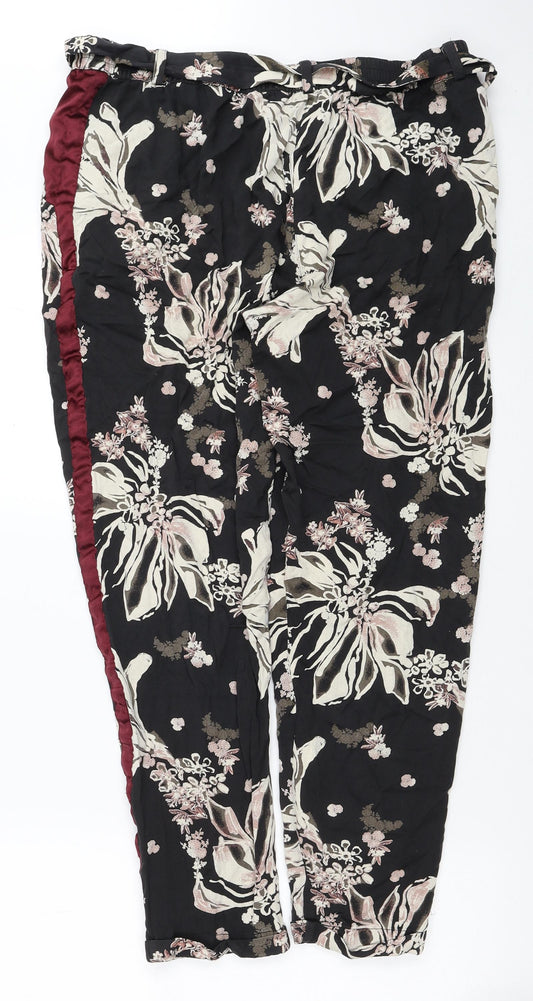 Cream Womens Multicoloured Floral Viscose Trousers Size 12 Regular