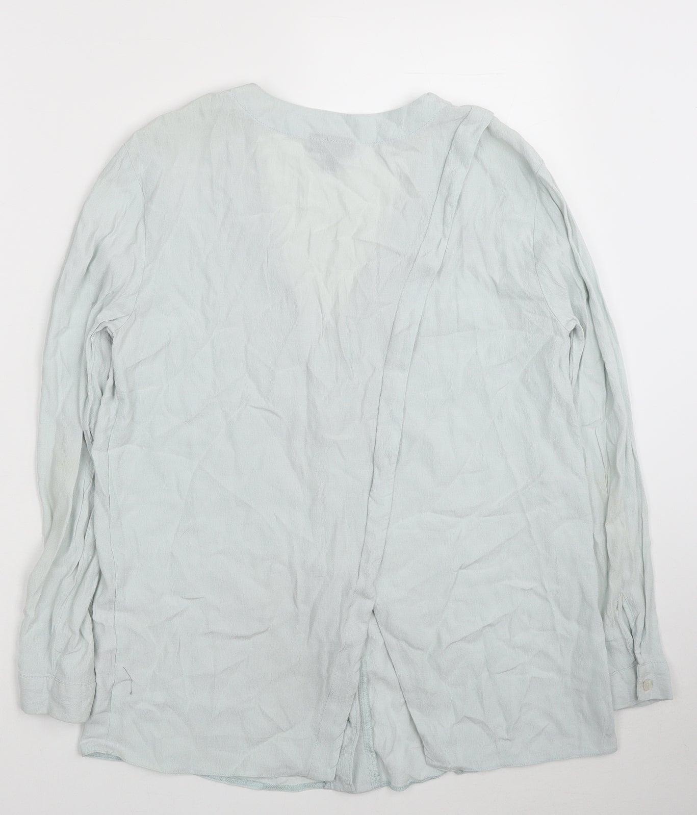Topshop Womens Blue Viscose Basic Blouse Size 8 V-Neck