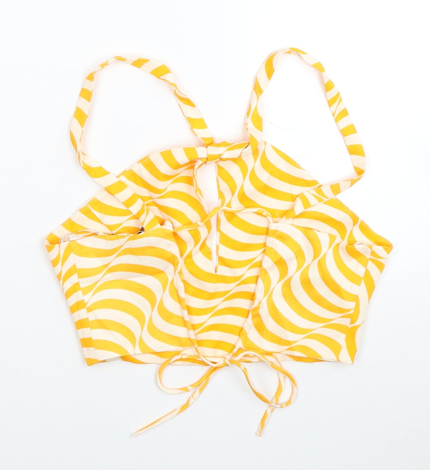 Zara Womens Orange Striped Viscose Cropped Tank Size XS Halter