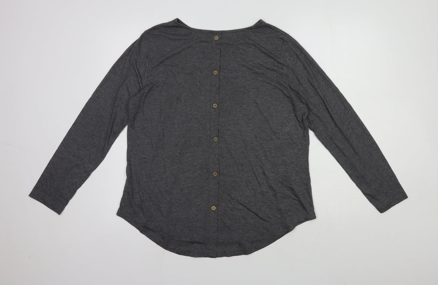 Emery Rose Womens Grey Viscose Basic Blouse Size 14 Round Neck