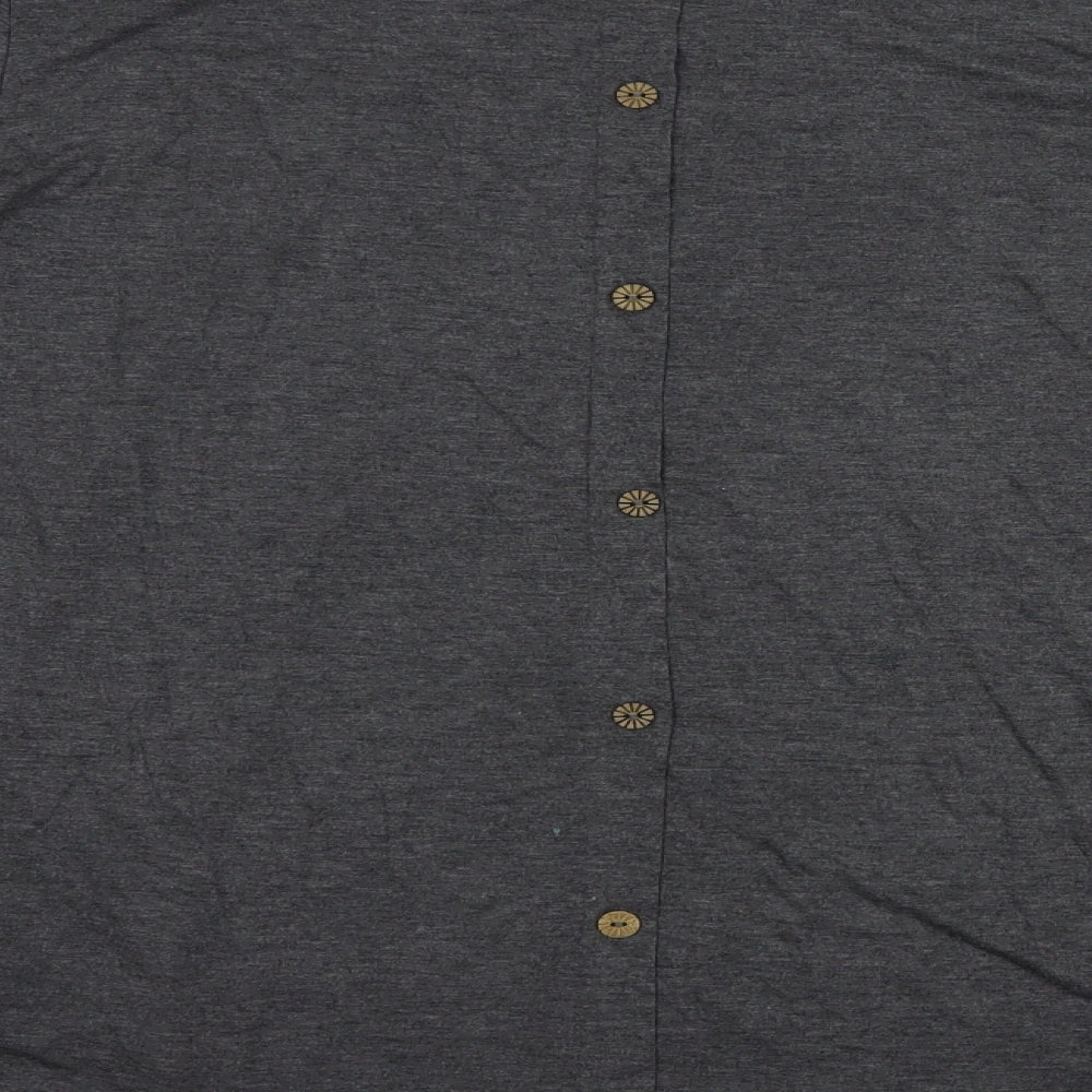 Emery Rose Womens Grey Viscose Basic Blouse Size 14 Round Neck