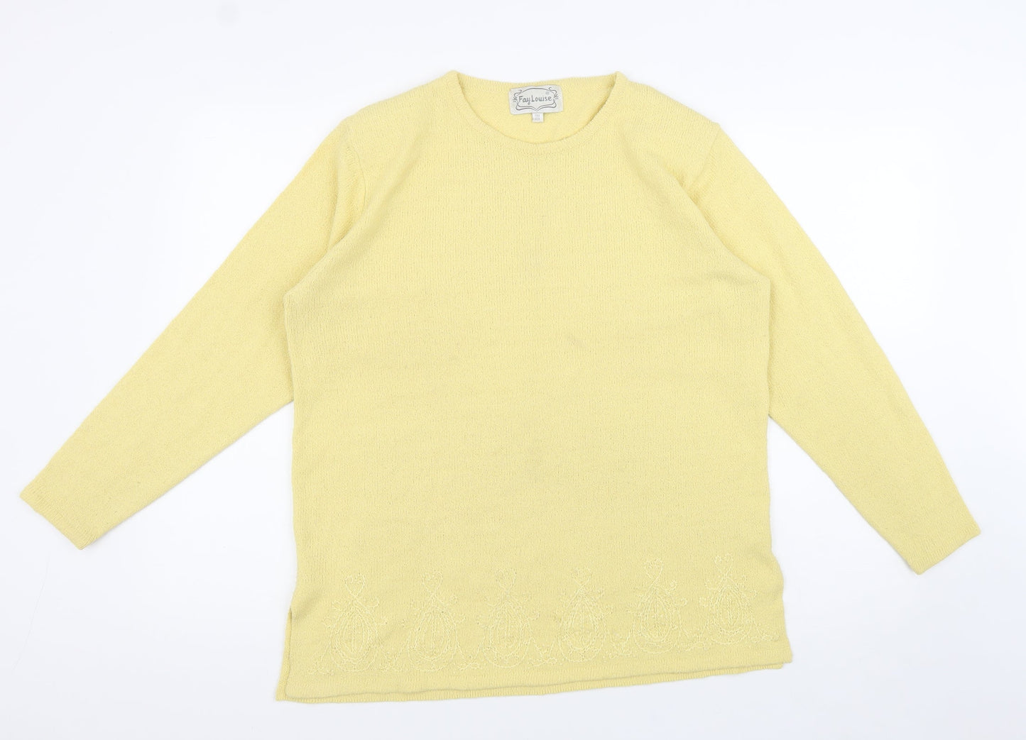 Fay Louise Womens Yellow Crew Neck Acrylic Pullover Jumper One Size