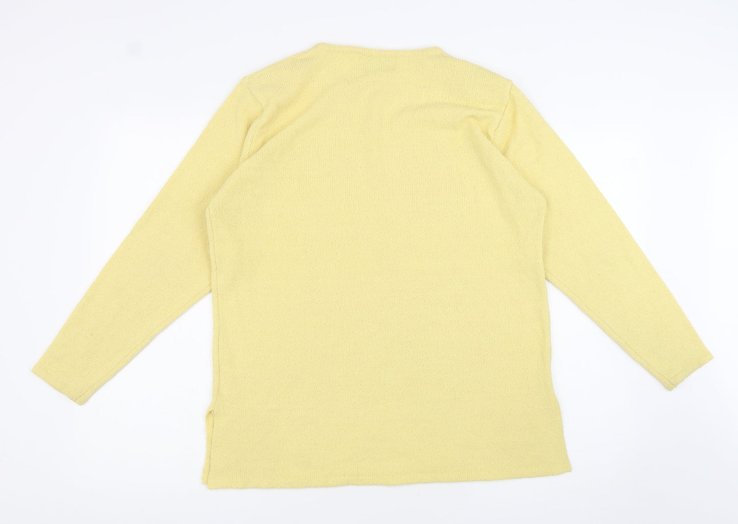 Fay Louise Womens Yellow Crew Neck Acrylic Pullover Jumper One Size