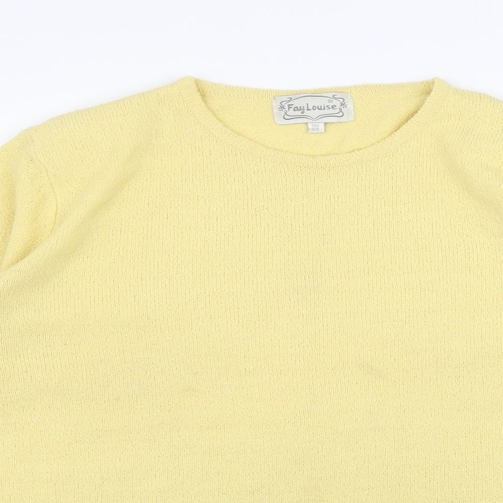 Fay Louise Womens Yellow Crew Neck Acrylic Pullover Jumper One Size