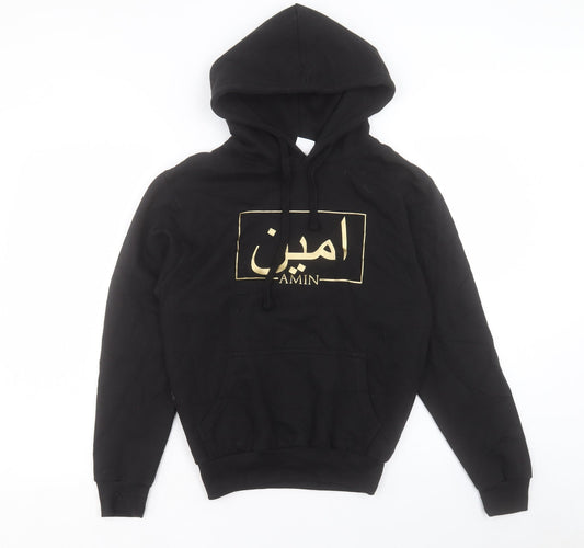 Famona Womens Black Cotton Pullover Hoodie Size XS Pullover