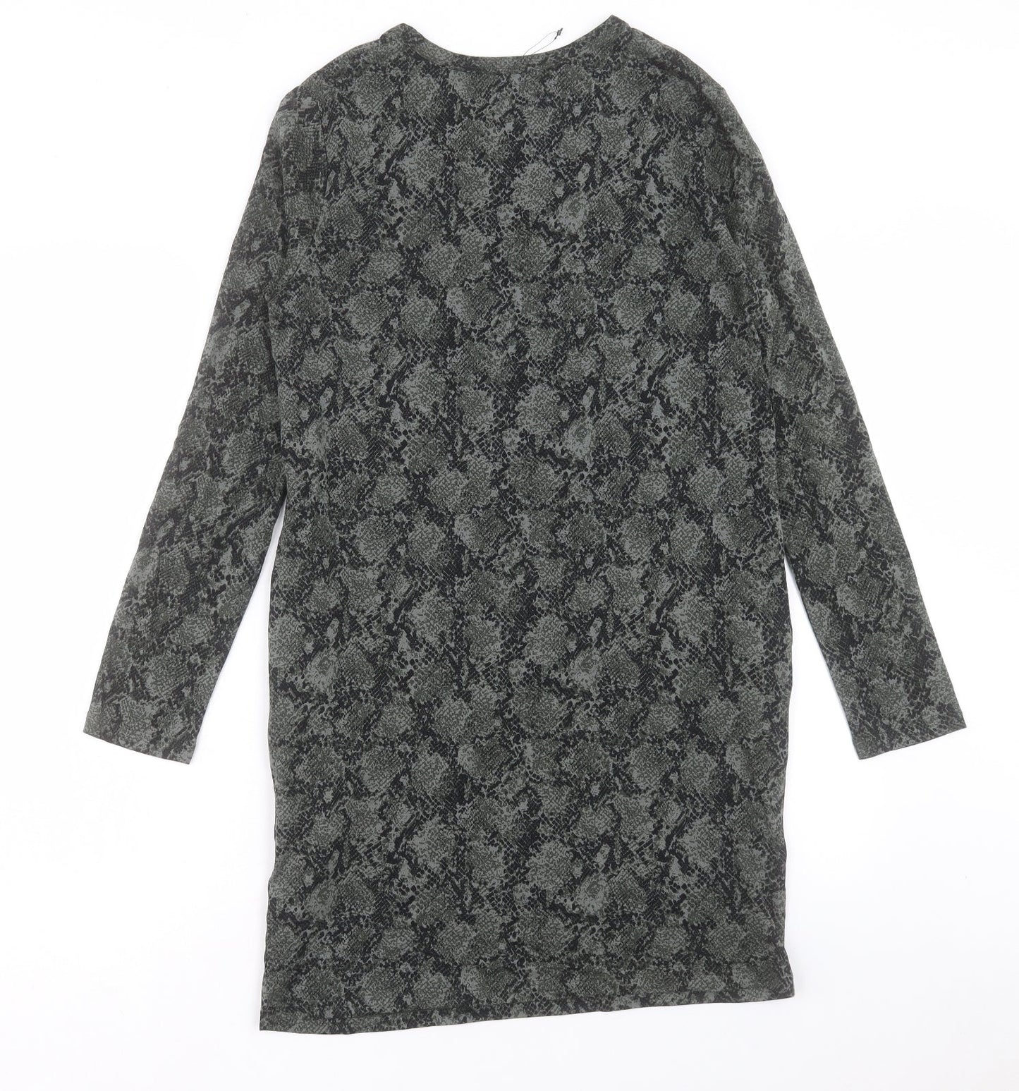 Marks and Spencer Womens Green Animal Print Viscose Shift Size 8 Round Neck Pullover - Snake Print