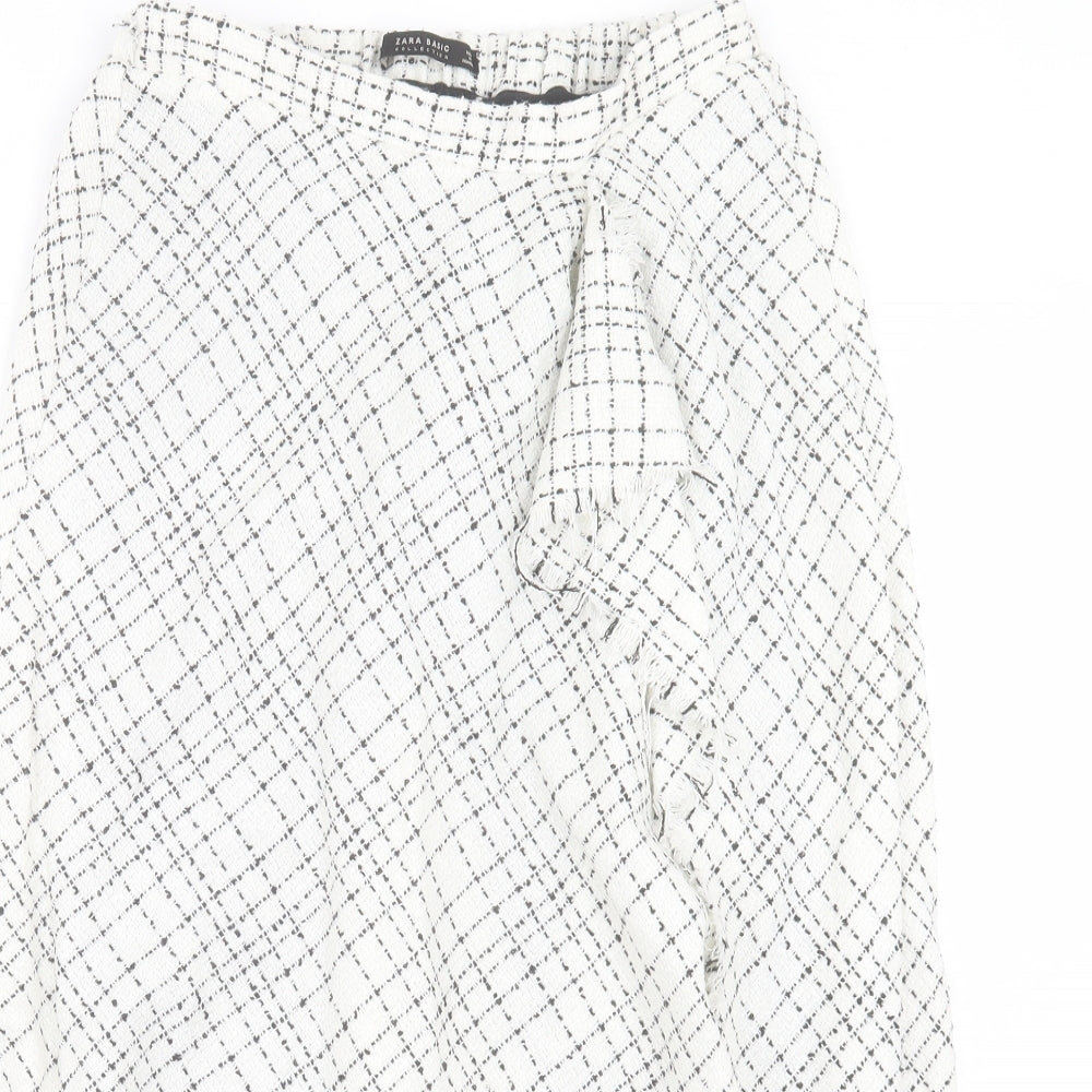 Zara Womens White Geometric Cotton Skort Size S
