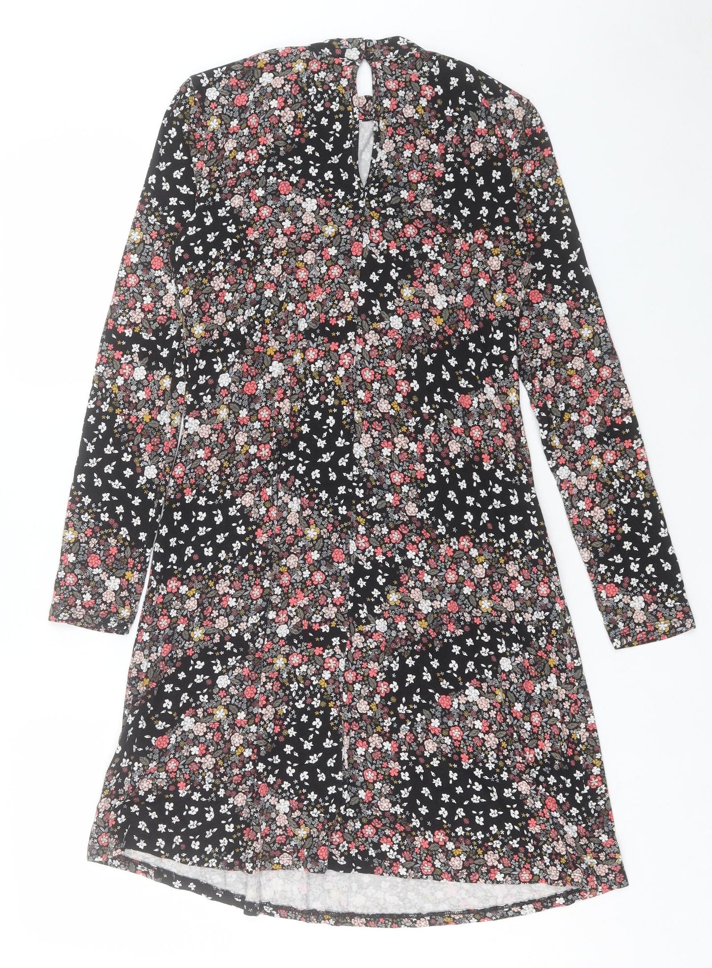 Marks and Spencer Womens Multicoloured Floral Viscose Fit & Flare Size 8 Round Neck Button